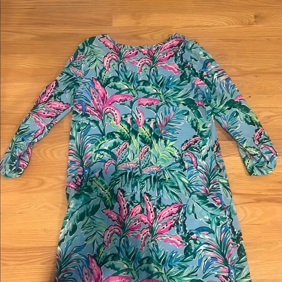 Lilly Pulitzer Pink and Blue Sheath Dress 3/4 Sleeve - Picture 4 of 4